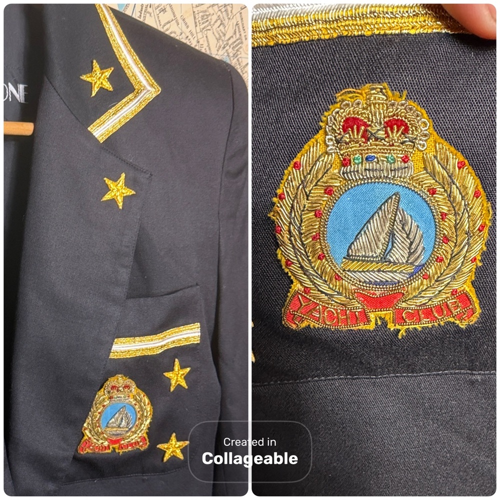 Criscione Vintage Royal Nautical Officers Blazer, Embroidered, Gold, Stars